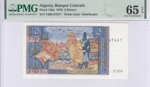 Algeria 5 Dinars 1.11.1970 P126a PMG65 EPQ