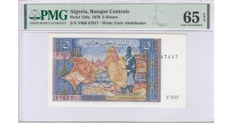 Algeria 5 Dinars 1.11.1970 P126a PMG65 EPQ Algeria 5 Dinars 1.11.1970 P126a PMG65 EPQ