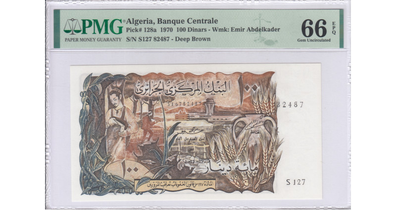 Algeria 100 Francs 1.11.1970 P128a PMG66 EPQ Algeria 100 Francs 1.11.1970 P128a PMG66 EPQ