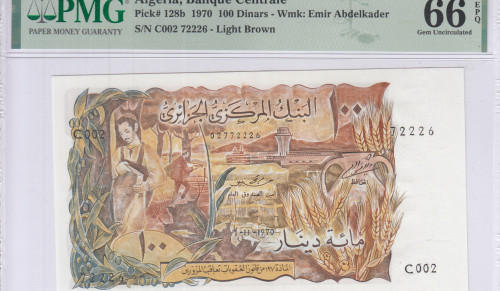 Algeria 100 Dinars 1.11.1970 P128b PMG66 EPQ
