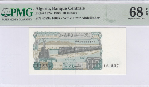 Algeria 10 Dinars 2.12.1983 P132a PMG68 EPQ