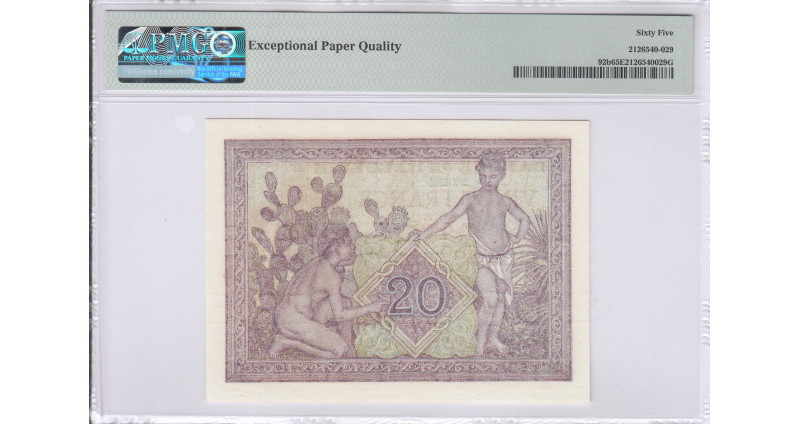 Algeria 20 Francs 2.2.1945 P92b PMG65 EPQ Algeria 20 Francs 2.2.1945 P92b PMG65 EPQ