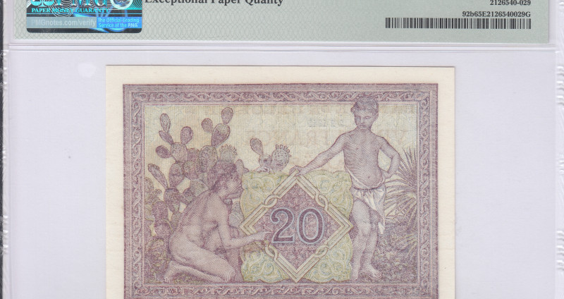 Algeria 20 Francs 2.2.1945 P92b PMG65 EPQ Algeria 20 Francs 2.2.1945 P92b PMG65 EPQ