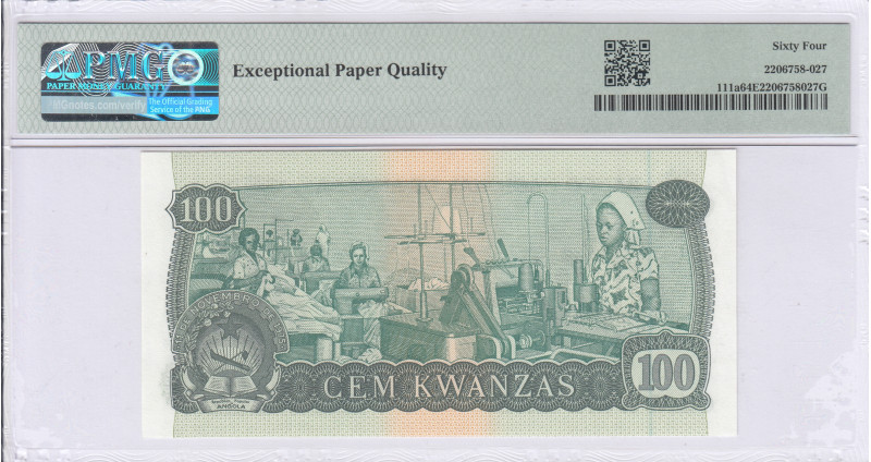 Angola 100 Kwanzas 11.11.1976 P111a PMG64 EPQ Angola 100 Kwanzas 11.11.1976 P111a PMG64 EPQ