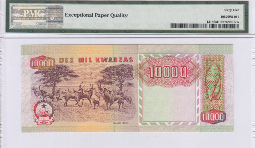 Angola 10000 Kwanzas 4.2.1991 P131b PMG65 EPQ Angola 10000 Kwanzas 4.2.1991 P131b PMG65 EPQ