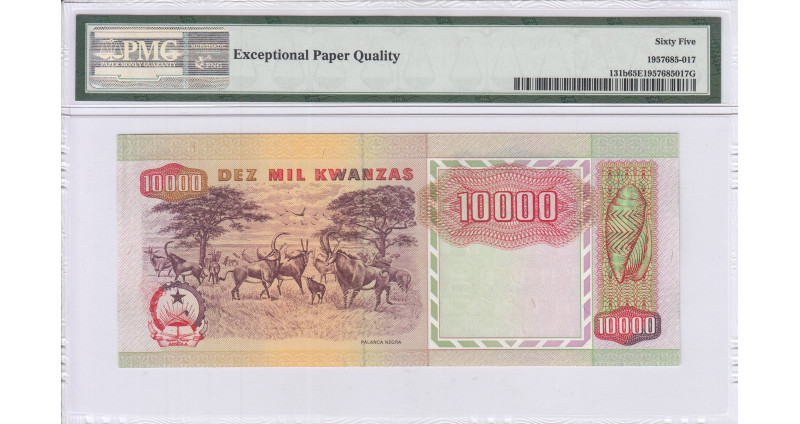 Angola 10000 Kwanzas 4.2.1991 P131b PMG65 EPQ Angola 10000 Kwanzas 4.2.1991 P131b PMG65 EPQ