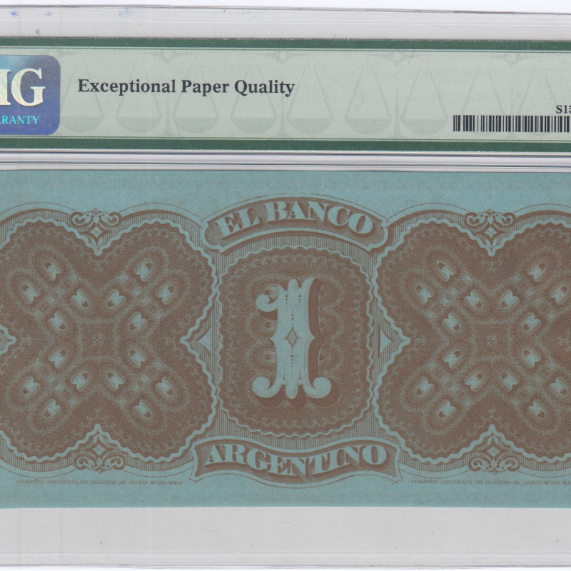 Argentina, El Banco Argentino 1 Peso 1867 PS1531r PMG66 EPQ Argentina, El Banco Argentino 1 Peso 1867 PS1531r PMG66 EPQ