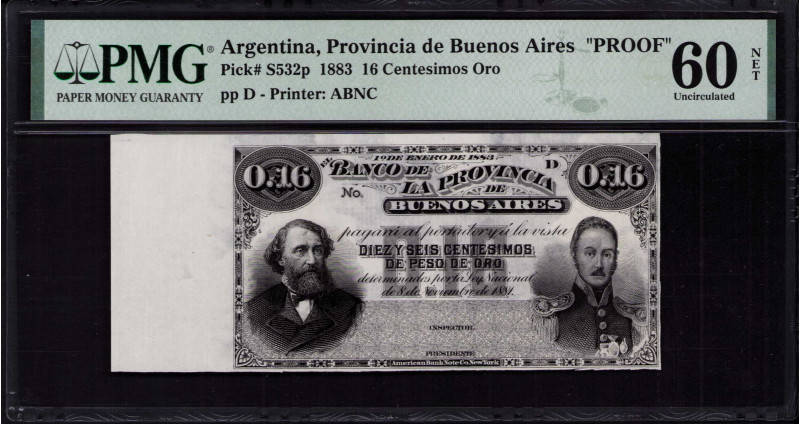 Argentina, Provincia de Buenos Aires 16 Centesimos Oro 1883 PS532p PMG60 NET Argentina, Provincia de Buenos Aires 16 Centesimos Oro 1883 PS532p PMG60 NET
