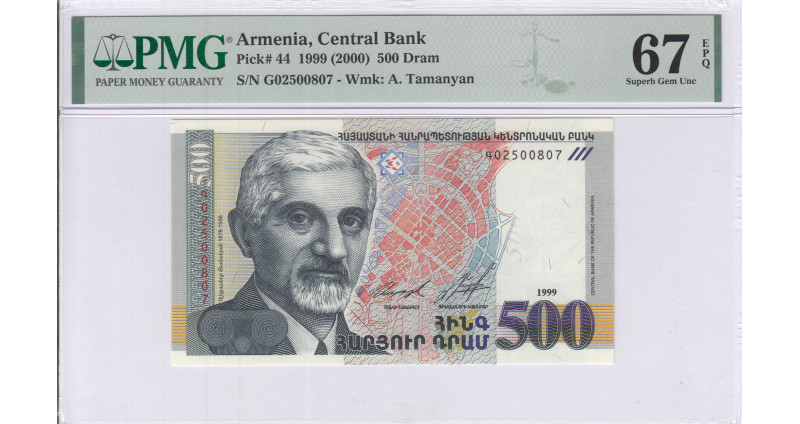 Armenia 500 Dram 1999 (ND2000) P44 PMG67 EPQ Armenia 500 Dram 1999 (ND2000) P44 PMG67 EPQ