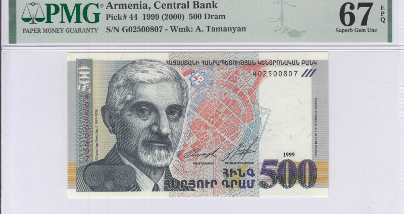 Armenia 500 Dram 1999 (ND2000) P44 PMG67 EPQ Armenia 500 Dram 1999 (ND2000) P44 PMG67 EPQ