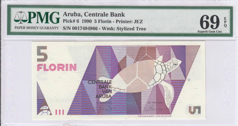 Aruba 5 Florin 1990 P6 PMG69 EPQ Aruba 5 Florin 1990 P6 PMG69 EPQ