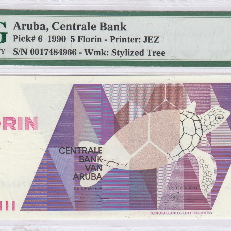 Aruba 5 Florin 1990 P6 PMG69 EPQ Aruba 5 Florin 1990 P6 PMG69 EPQ