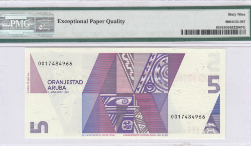 Aruba 5 Florin 1990 P6 PMG69 EPQ Aruba 5 Florin 1990 P6 PMG69 EPQ