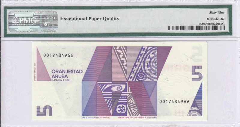 Aruba 5 Florin 1990 P6 PMG69 EPQ Aruba 5 Florin 1990 P6 PMG69 EPQ