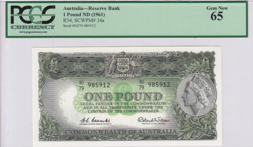 Australia 1 Pound ND 1961 P34a PCGS65