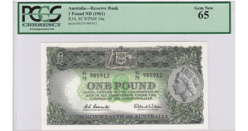 Australia 1 Pound ND 1961 P34a PCGS65