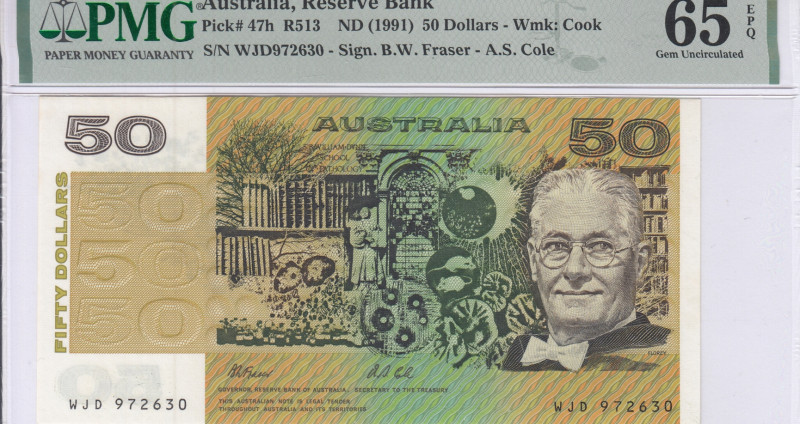 Australia 50 Dollars 1991 P47h PMG65 EPQ Australia 50 Dollars 1991 P47h PMG65 EPQ