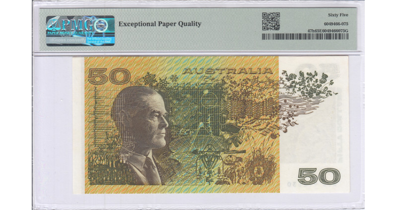 Australia 50 Dollars 1991 P47h PMG65 EPQ Australia 50 Dollars 1991 P47h PMG65 EPQ