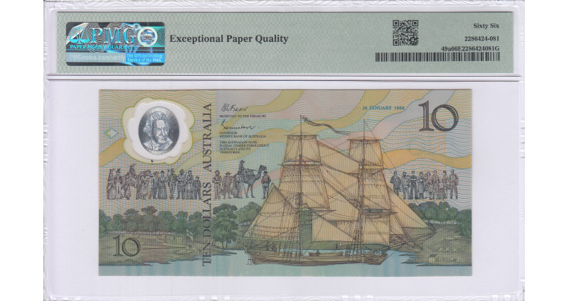 Australia 10 Dollars 1988 P49a PMG66 EPQ Commemorative Australia 10 Dollars 1988 P49a PMG66 EPQ Commemorative