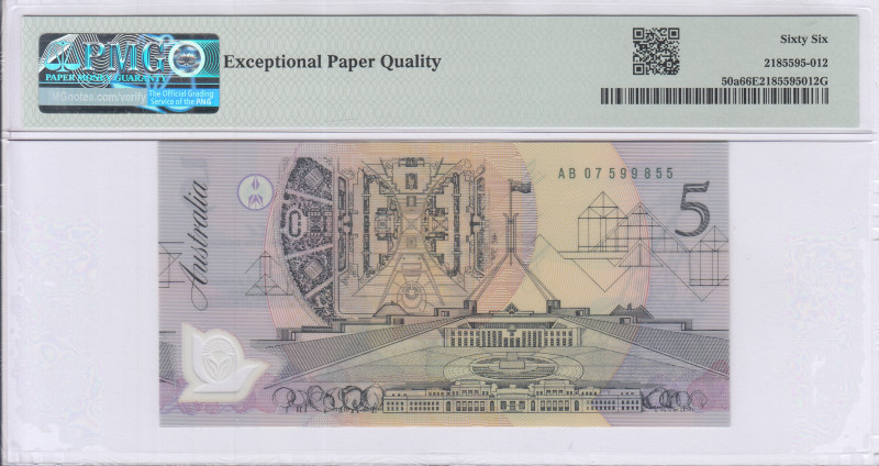 Australia 5 Dollars ND 1992 P50a PMG66 EPQ Australia 5 Dollars ND 1992 P50a PMG66 EPQ