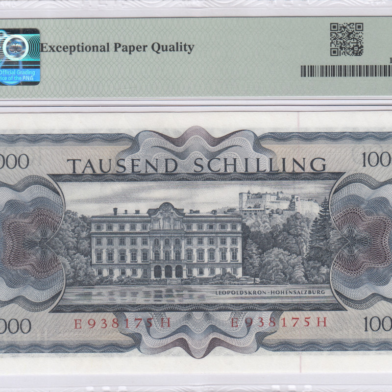 Austria 1000/- Schilling 1966 (ND1970) P147a PMG66 EPQ Austria 1000/- Schilling 1966 (ND1970) P147a PMG66 EPQ