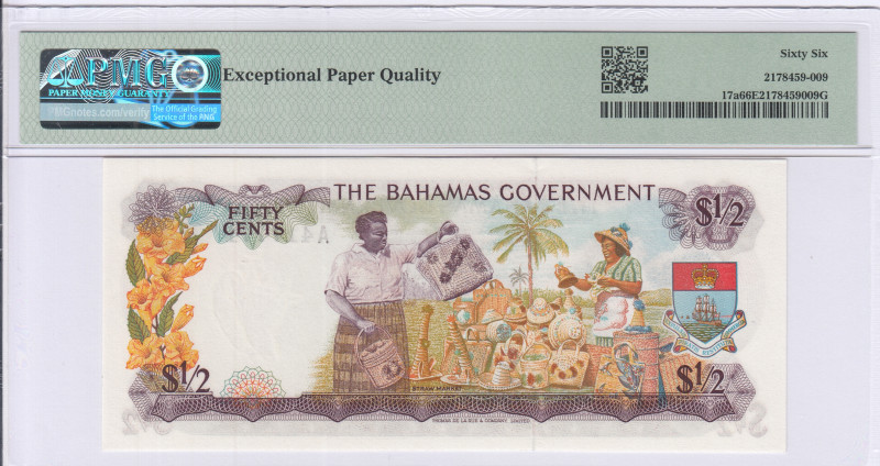 Bahamas 1/2 Dollar 1965 P17a PMG66 EPQ Bahamas 1/2 Dollar 1965 P17a PMG66 EPQ
