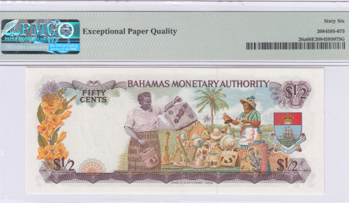 Bahamas 1/2 Dollar 1968 P26a PMG66 EPQ