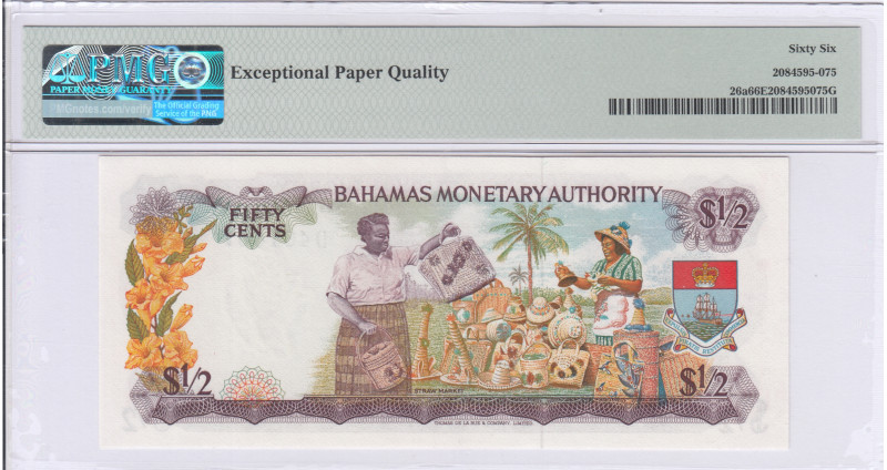 Bahamas 1/2 Dollar 1968 P26a PMG66 EPQ Bahamas 1/2 Dollar 1968 P26a PMG66 EPQ