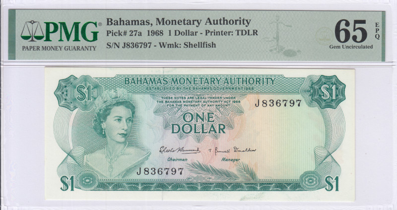 Bahamas 1 Dollar 1968 P27a PMG65 EPQ