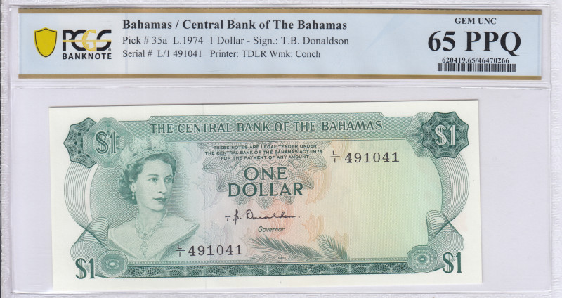 Bahamas 1 Dollar 1974 P35a PCGS65 PPQ Bahamas 1 Dollar 1974 P35a PCGS65 PPQ