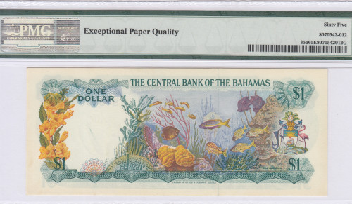 Bahamas 1 Dollar 1974 P35a PMG65 PPQ Bahamas 1 Dollar 1974 P35a PMG65 PPQ