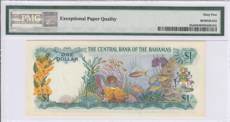Bahamas 1 Dollar 1974 P35a PMG65 PPQ Bahamas 1 Dollar 1974 P35a PMG65 PPQ