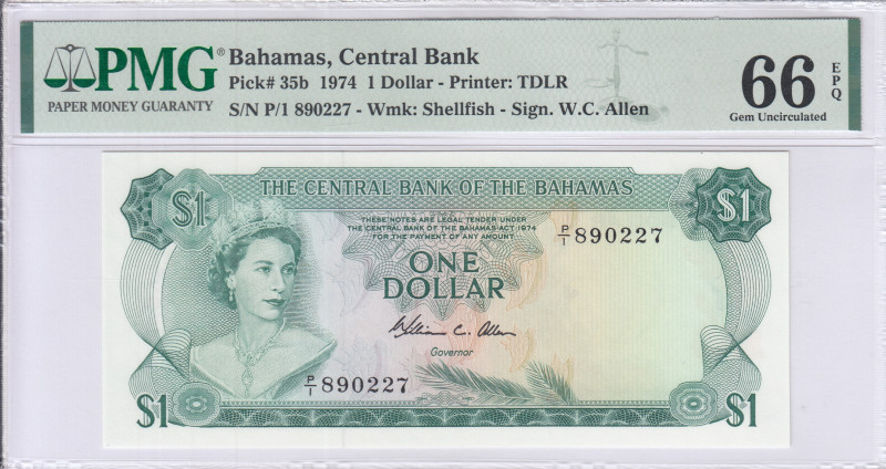 Bahamas 1 Dollar 1974 P35b PMG66 EPQ