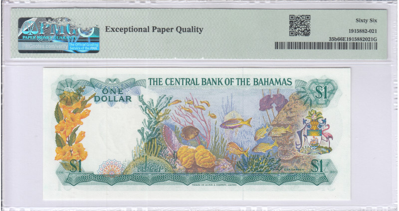 Bahamas 1 Dollar 1974 P35b PMG66 EPQ Bahamas 1 Dollar 1974 P35b PMG66 EPQ