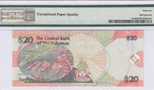 Bahamas 20 Dollars 2010 P74A PMG66 EPQ