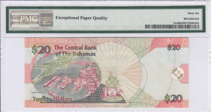 Bahamas 20 Dollars 2010 P74A PMG66 EPQ Bahamas 20 Dollars 2010 P74A PMG66 EPQ