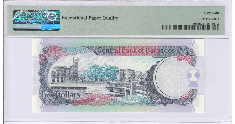 Barbados 2 Dollars 2000 P60 PMG68 EPQ Barbados 2 Dollars 2000 P60 PMG68 EPQ