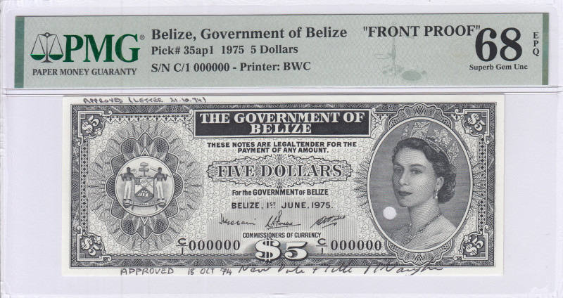 Belize 5 Dollars 1975 P35ap1 PMG68 EPQ