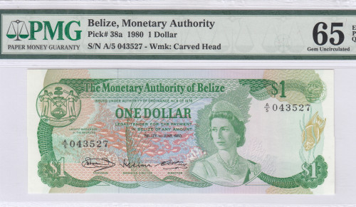 Belize 1 Dollar  1980 P38a PMG65 EPQ