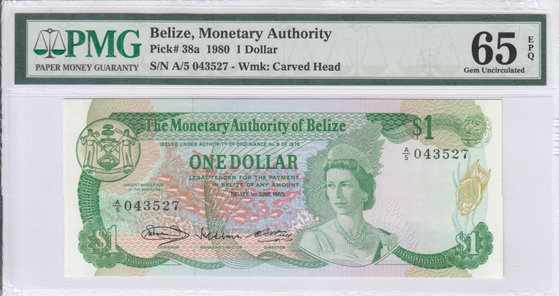 Belize 1 Dollar  1980 P38a PMG65 EPQ