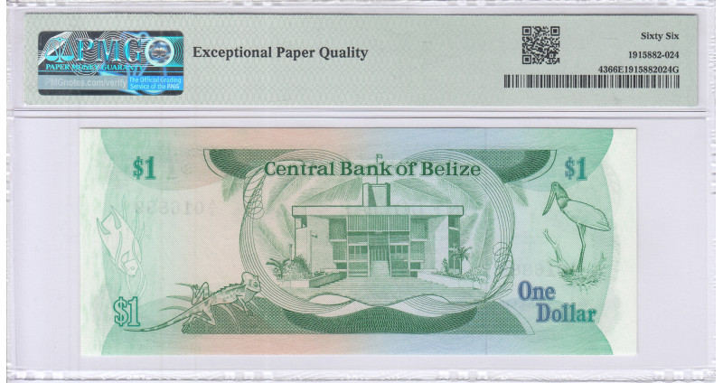 Belize 1 Dollar 1.7.1983 P43 PMG66 EPQ Belize 1 Dollar 1.7.1983 P43 PMG66 EPQ