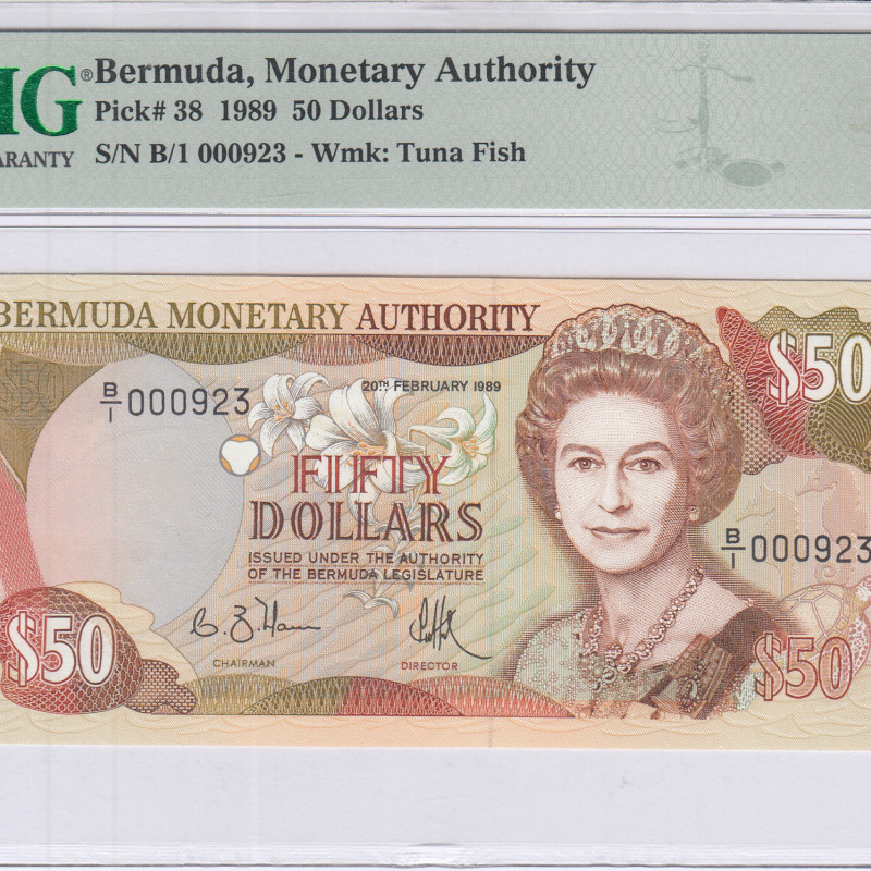 Bermuda 50 Dollars 1989 P38 PMG67 EPQ Bermuda 50 Dollars 1989 P38 PMG67 EPQ
