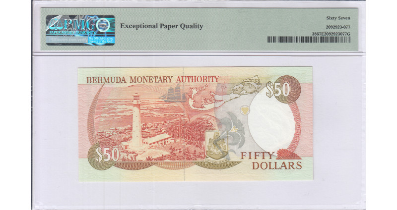 Bermuda 50 Dollars 1989 P38 PMG67 EPQ Bermuda 50 Dollars 1989 P38 PMG67 EPQ