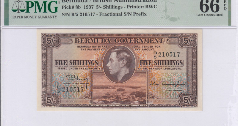Bermuda 5/- Shillings 1937 P8b PMG66 EPQ