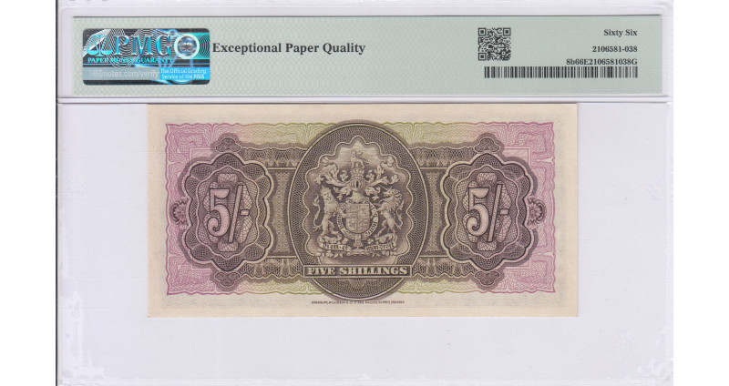 Bermuda 5/- Shillings 1937 P8b PMG66 EPQ Bermuda 5/- Shillings 1937 P8b PMG66 EPQ