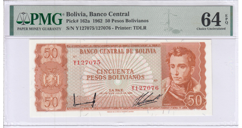 Bolivia 50 Bolivianos 13.7.1962 P162a PMG64 EPQ