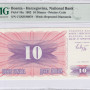 Bosnia-Herzegovina  10 Dinara 1.7.1992 P10a PMG68 EPQ
