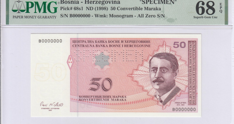 Bosnia - Herzegovina  50 Convertible Maraka 1998 P68s1 PMG68 EPQ