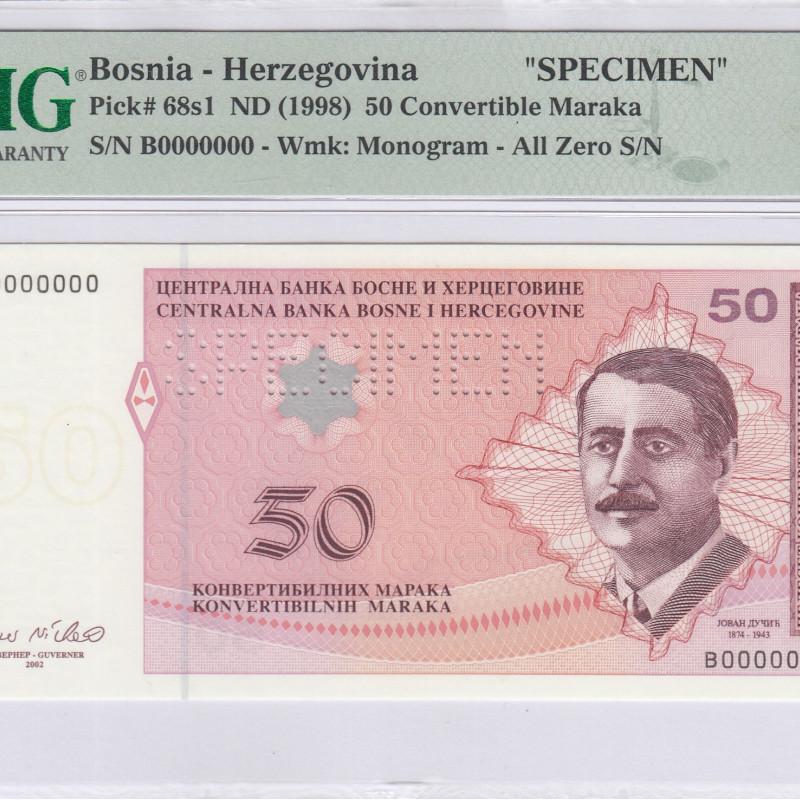 Bosnia - Herzegovina 50 Convertible Maraka 1998 P68s1 PMG68 EPQ Bosnia - Herzegovina 50 Convertible Maraka 1998 P68s1 PMG68 EPQ