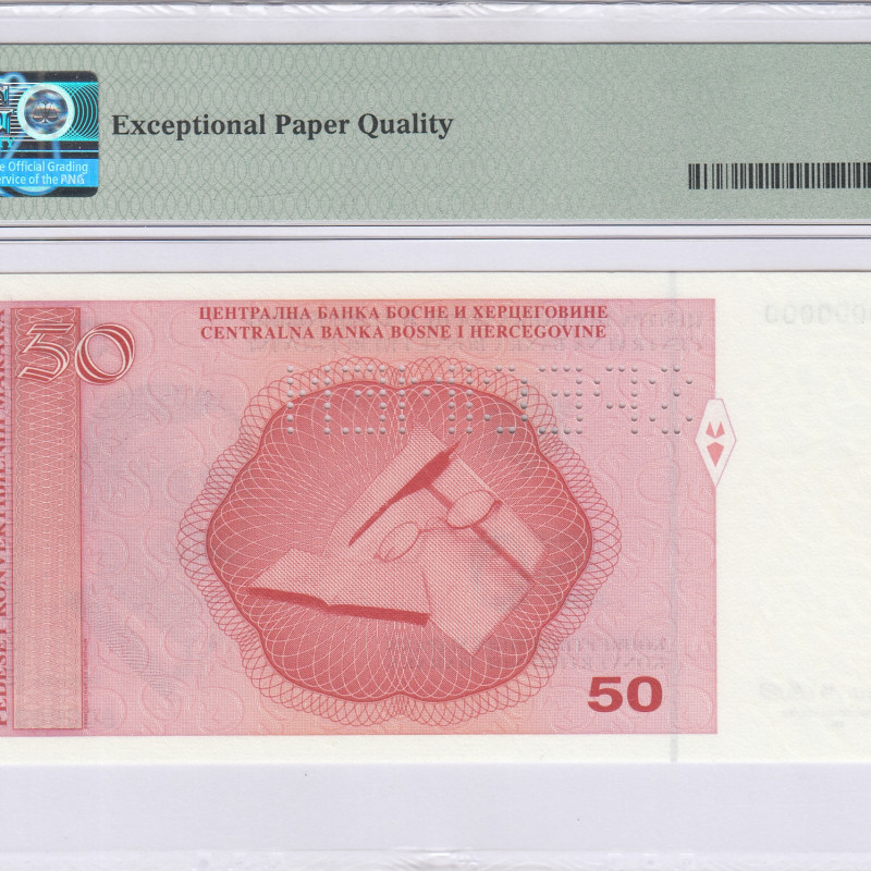 Bosnia - Herzegovina 50 Convertible Maraka 1998 P68s1 PMG68 EPQ Bosnia - Herzegovina 50 Convertible Maraka 1998 P68s1 PMG68 EPQ